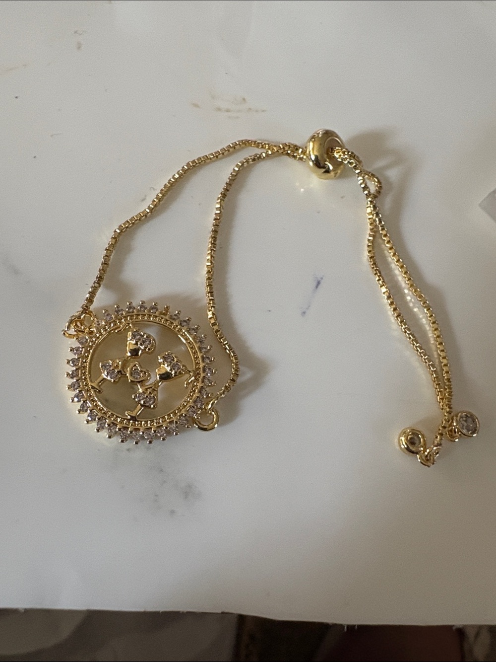 Gold Crystal Accent Adjustable Bracelet - Women